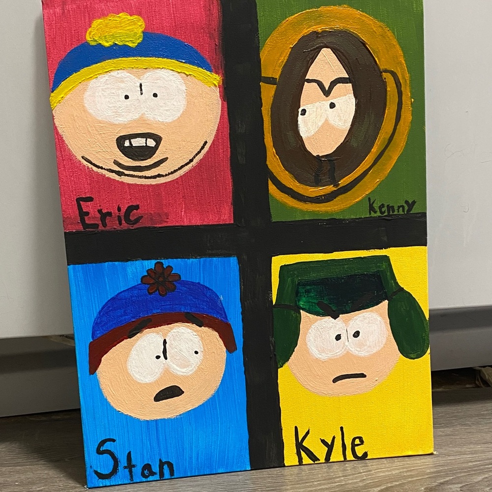 Colorful Cartoon Character Canvas Art. South park painting